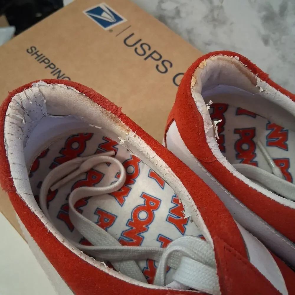 Pony Topstar Suede Ox Red Sneakers White Chevron Classic Low Top Sz 9.5 Women’s